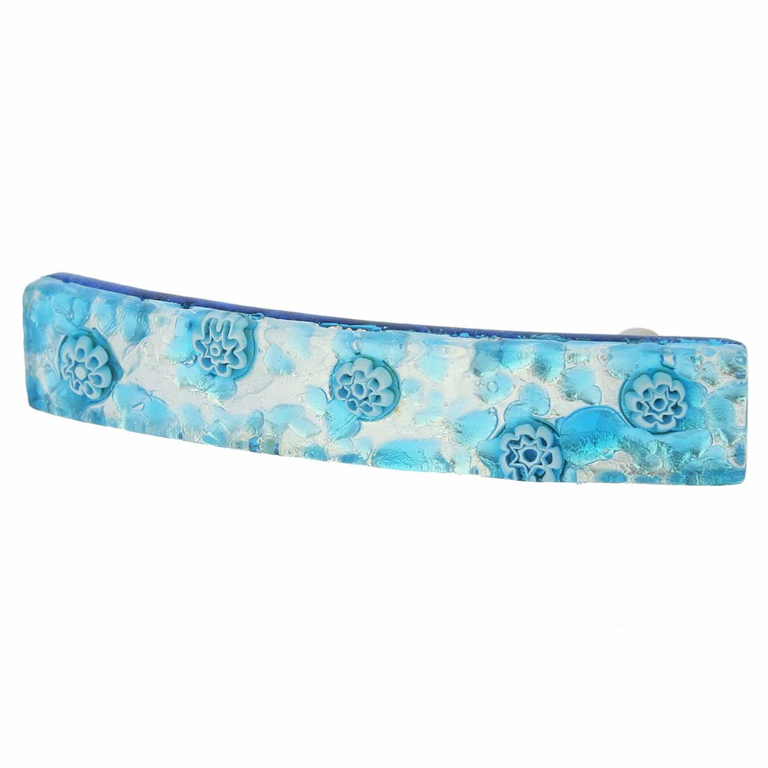 GlassOfVenice Murano Glass Venetian Reflections Hair Clip - Aqua Silver