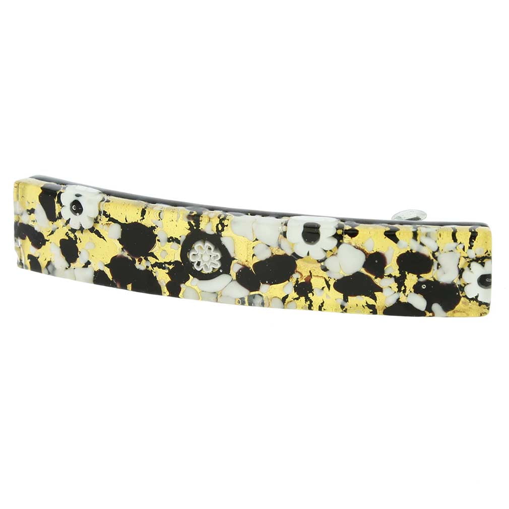 GlassOfVenice Murano Glass Venetian Reflections Hair Clip - Black Gold