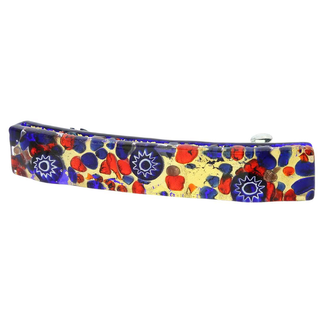 GlassOfVenice Murano Glass Venetian Reflections Hair Clip - Blue Red