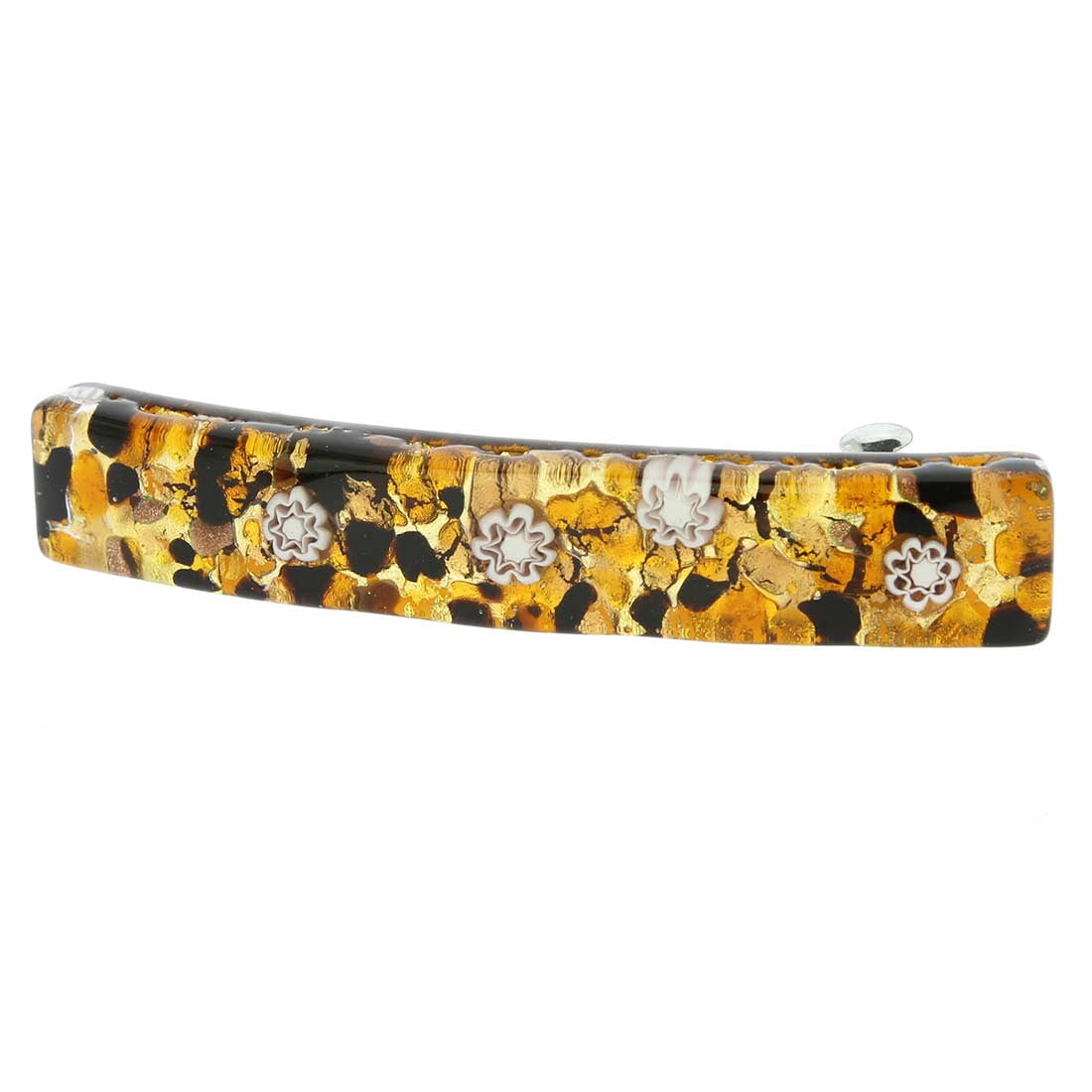 GlassOfVenice Murano Glass Venetian Reflections Hair Clip - Topaz Gold