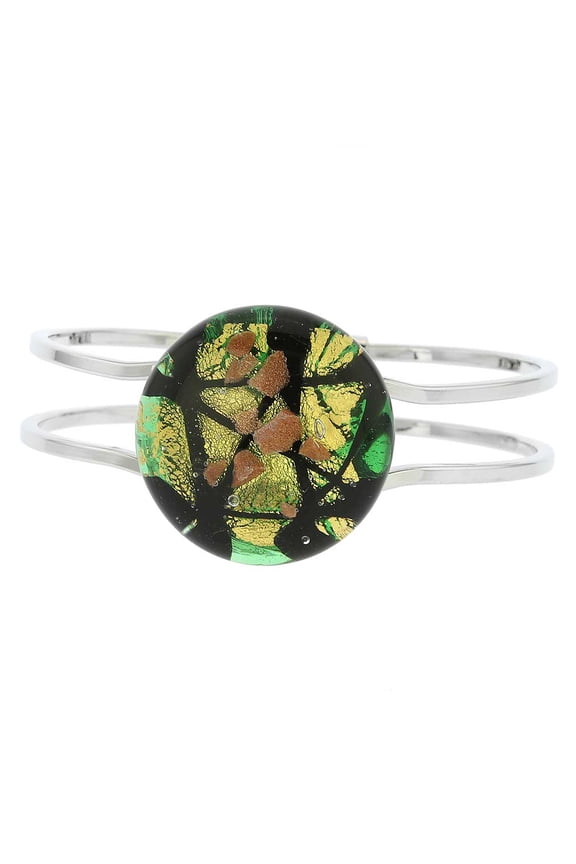 Murano Glass Venetian Reflections Metal Bracelet - Green Gold
