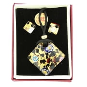 GlassOfVenice Murano Glass Venetian Reflections Necklace and Earrings Set - Gold Millefiori