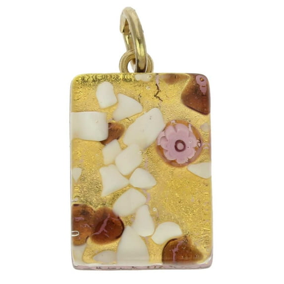 GlassOfVenice Murano Glass Venetian Reflections Rectangular Pendant - Purple Gold