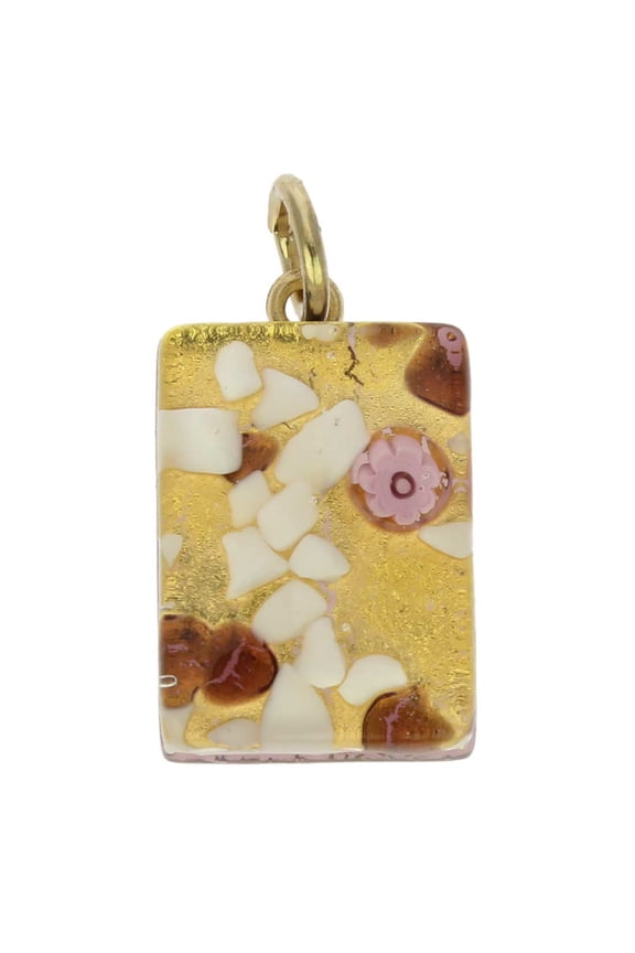 Murano Glass Venetian Reflections Rectangular Pendant - Purple Gold