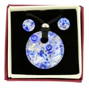 GlassOfVenice Murano Glass Venetian Reflections Round Necklace and Earrings Set - Periwinkle