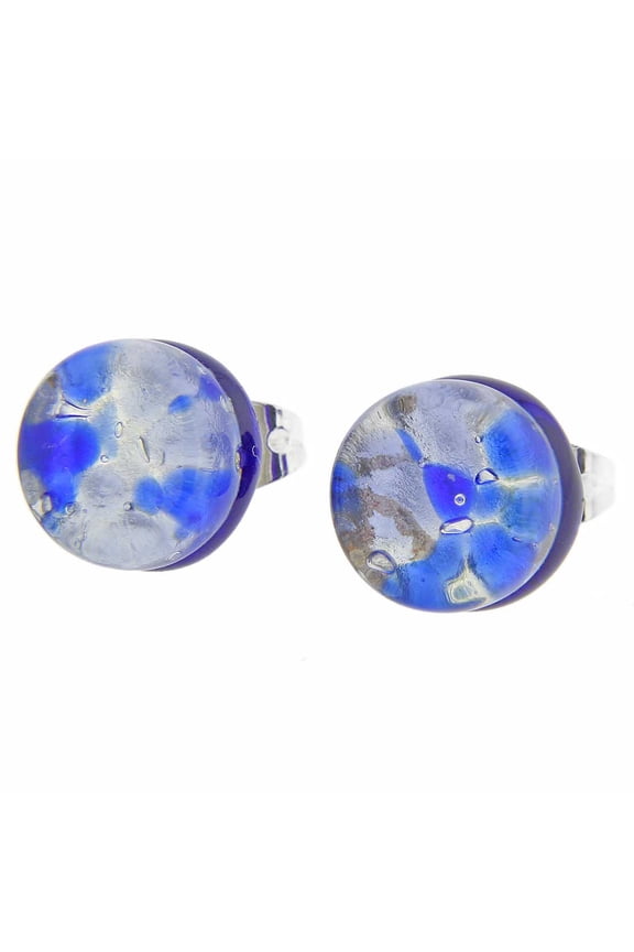 Murano Glass Venetian Reflections Round Stud Earrings - Periwinkle