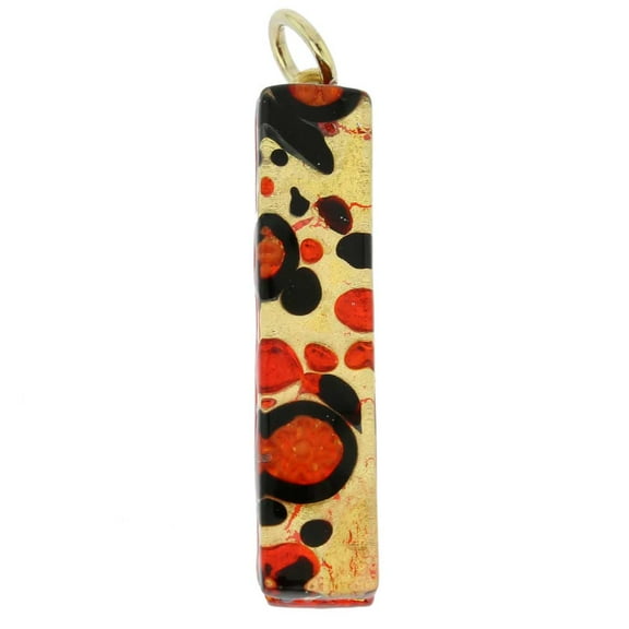 GlassOfVenice Murano Glass Venetian Reflections Stick Pendant - Black Red