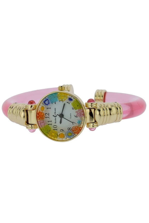 Murano Millefiori Bangle Watch - Pink Gold Multicolor