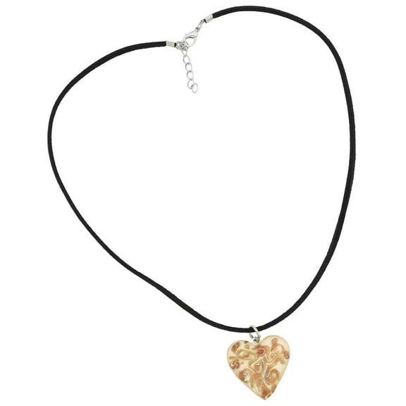 GlassOfVenice Passione Cream Heart Murano Glass Necklace