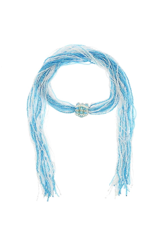 Unica Murano Glass Scarf Wrap Necklace - Silver Aqua