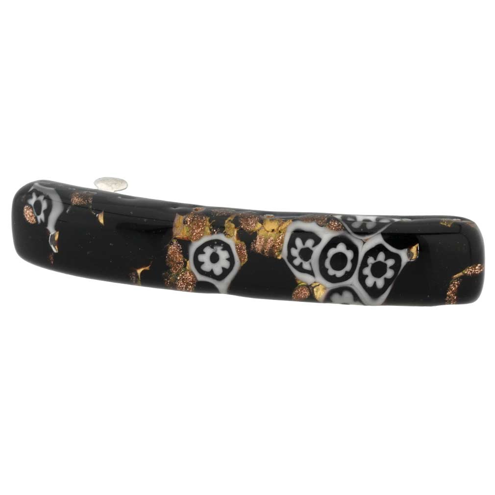 GlassOfVenice Venetian Reflections Hair Clip Small - Black and Gold