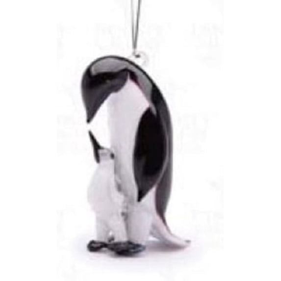 Glassdelights Father and Baby Penguin Animals Glass Christmas Ornament