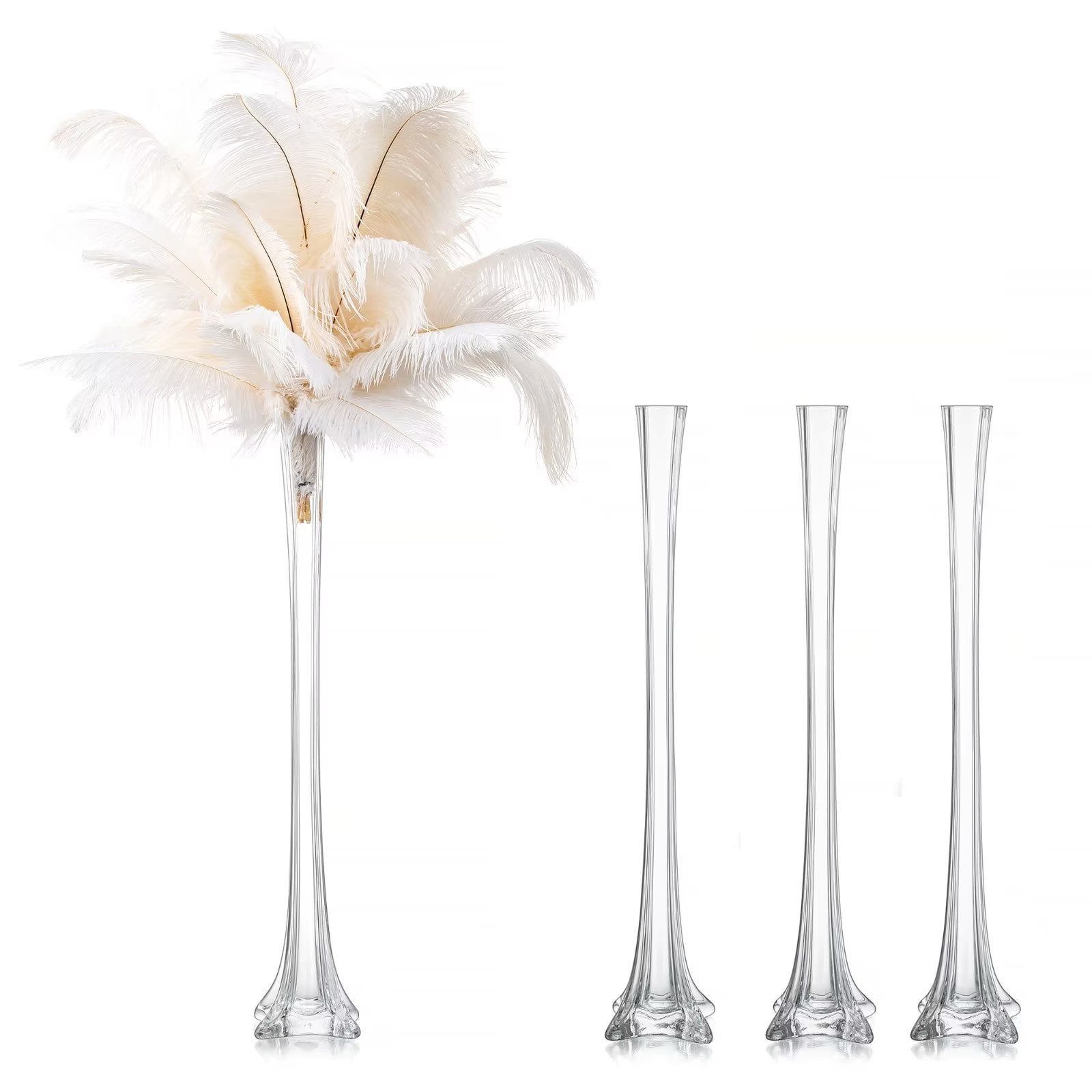  Inweder Tall Glass Vases for Centerpieces - 20 Eiffel Tower  Vase Bulk, Tall Skinny Vase, Clear Glass Floral Container, Slim Decorative  Flower Stand Holder for Wedding, Birthday, Event, Home, Set of