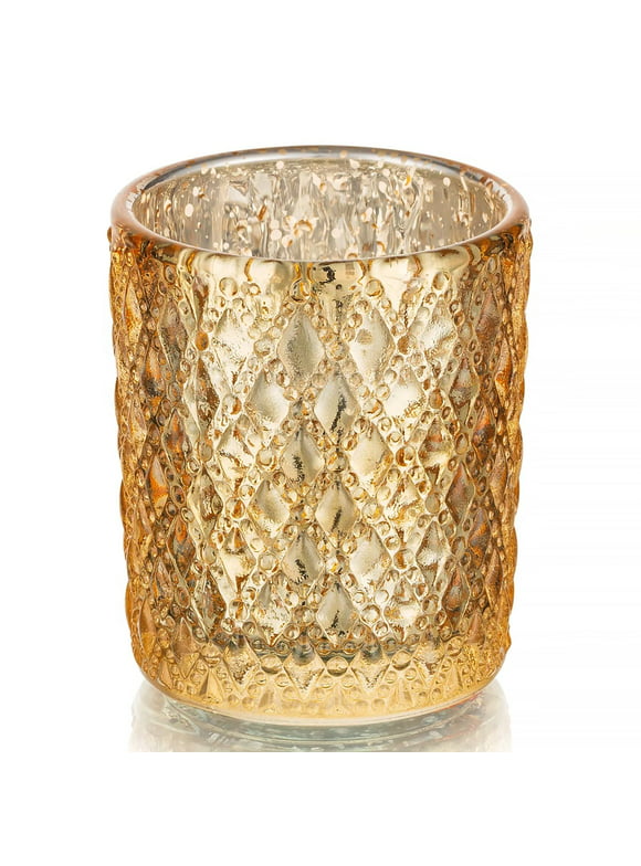 Glasseam 24Pcs Gold Glass Votive Candle Holder Bulk for Wedding Decor Mercury Candle Holders