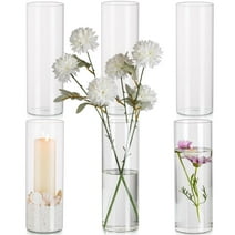 Glasseam 3.3x10 inch Glass Cylinder Vases Set of 6 Clear Floating Pillar Candle Vase in Bulk for Centerpieces
