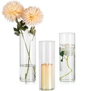 Glasseam 3.9X12 Inch Tall Glass Cylinder Vases Set of 3 Clear Flower Vases in Bulk for Wedding Centerpieces