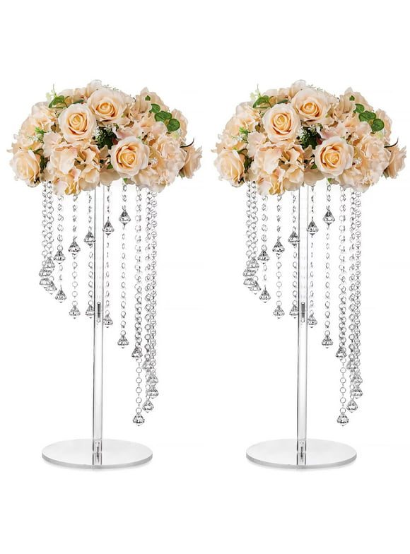 Glasseam Acrylic Vase Centerpiece Table Decoration 2pcs 23.6" Tall Flower Vases Stands for Wedding Party Decor