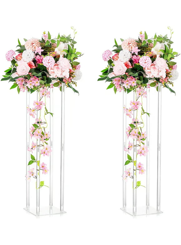 Glasseam Acrylic Vase for Wedding Table Centerpieces 31.5" Tall Floor Flower Stand Set of 2