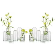 Glasseam Clear Bud Vases Set of 12 Modern Small Glass Cylinder Vase for Centerpieces 3.7",5.7"&7"