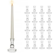 Glasseam Clear Glass Candlestick Holder Set of 20 Tapered Candle Holders for Wedding Table Centerpieces
