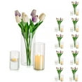 thumbnail image 1 of Glasseam Clear Glass Cylinder Hurricane Candle Holder Vases Set of 30 (4"+6"+7.8"High), 1 of 9