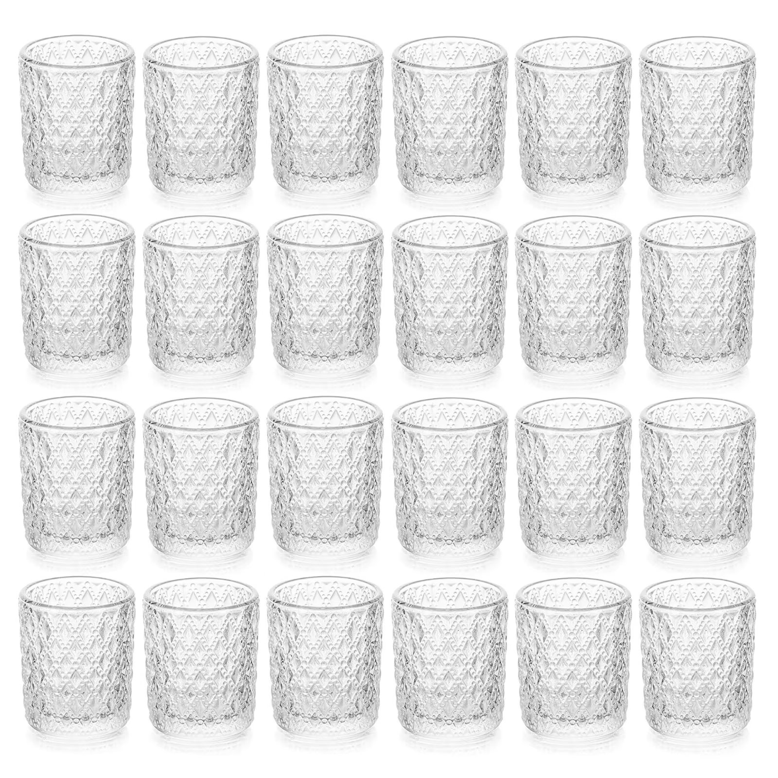 Koyal Wholesale Jewel Tone Votive Vintage Glass Candle Holders, 6Pack