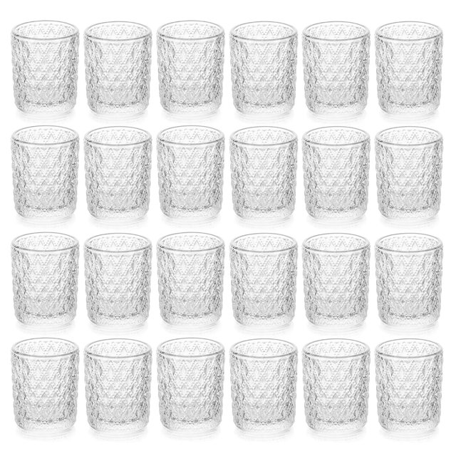 Glasseam Clear Glass Votive Candle Holders Bulk Set of 24 Vintage