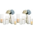 Elegant Clear Glass Cylinder Vases, Set of 12, 6", 8" & 10"H, for
