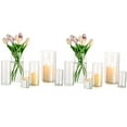thumbnail image 1 of Glasseam Decoration Clear Glass Cylinder Vases Set of 12 Bulk Flower Vase for Wedding Table Centerpieces Hurricane Pillar Candle Holders 4",6"& 7.8"H, 1 of 10