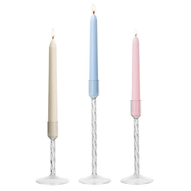 Glasseam Glass Candlestick Holders Clear: Taper Candle Holders Set of 3 Tall Candle Stick Candle Holder for Tapered Candles Decorative Candle Holders for Table Centerpiece Wedding Christmas