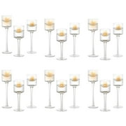 Glasseam Glass Hurricane Candle Holders Bulk Set of 18 Long Stem Tealight Candle Holder for Wedding Centerpieces 7.87",8"&10.2"H