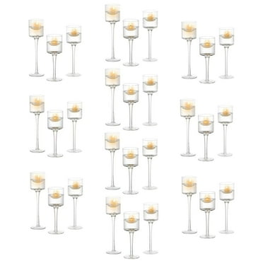 Glasseam Glass Hurricane Candle Holders Bulk Set of 30 Long Stem Tealight Candle Holder for Wedding Centerpieces 7.87",8"&10.2"H