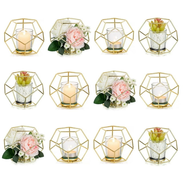 Glasseam Gold Geometric Tealight Candle Holders Bulk for Spring Wedding
