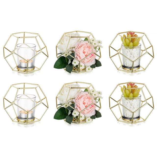 Glasseam Gold Geometric Tealight Candle Holders Bulk for Spring Wedding
