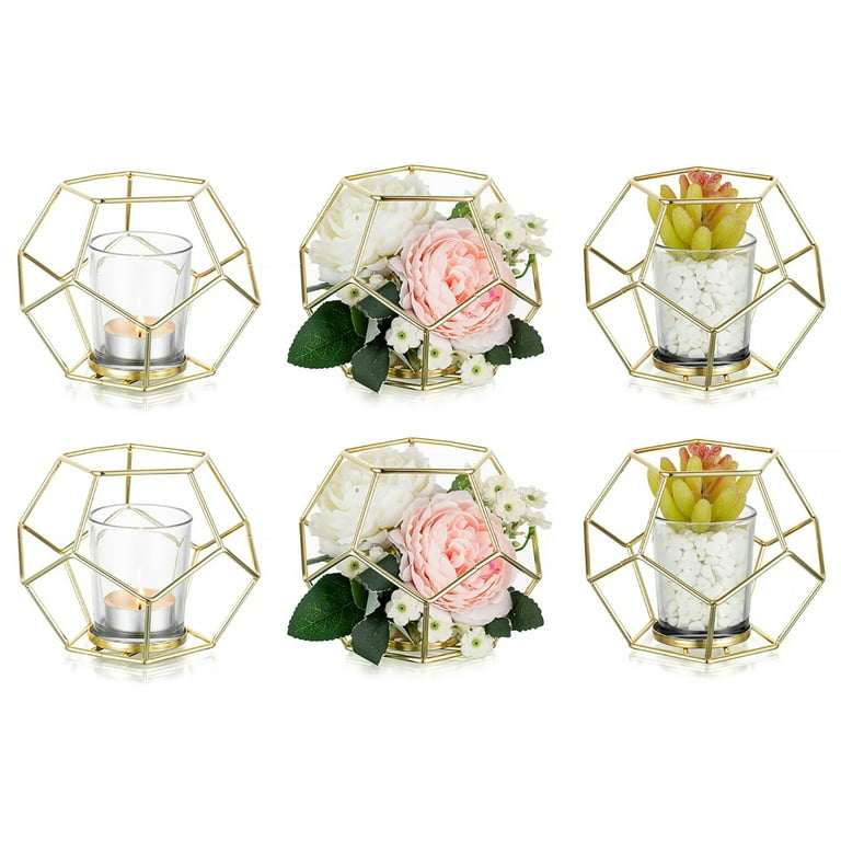 Set of 2 Gold Geometric Terrarium Tealight Candle Holders for Wedding –  Lasercutwraps Shop