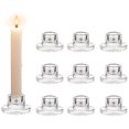 thumbnail image 1 of Glasseam Set of 10 Small Taper Candle Holders Bulk: Clear Short Candlestick Holders for Table Decor Dinner Party Holiday Centerpiece Thick Glass Rustic Modern Style, 1 of 10