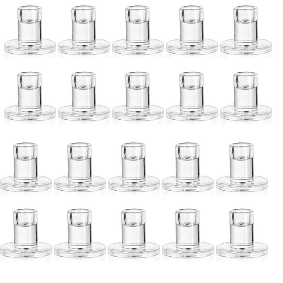 Glasseam Set of 20 Clear Glass Taper Candlestick Holders: Short Crystal Candle Holders for Dining Table Wedding Centerpiece Fireplace Decor (Candles Not Included)