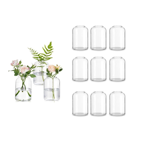 Glasseam Set of 12 Glass Bud Vase: Clear Mini Flower Vases for Wedding Centerpieces Modern Home Dining Table Modern Hand Blown Decor