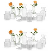 Glasseam Small Glass Bud Vase in Bulk Clear Optical Ribbed Vases for Table Centerpiece Set of 16