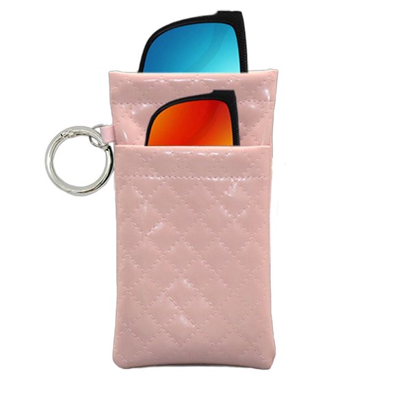 Glasses Case Double Pouch, Large Squeeze Top Sunglasses Case with Buckle, Birthday Gifts for Women Girls，Mother's Day Gift Soft Sunglass Case