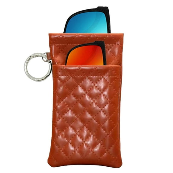 Glasses Case Double Pouch, Large Squeeze Top Sunglasses Case with Buckle, Birthday Gifts for Women Girls,Mother's Day Gift Soft Sunglass Case