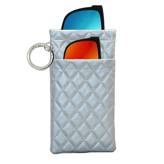Glasses Case Double Pouch, Large Squeeze Top Sunglasses Case with Buckle, Birthday Gifts for Women Girls,Mother's Day Gift Soft Sunglass Case