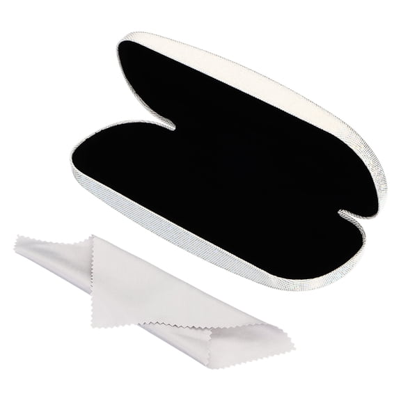 Glasses Case Hard Shell, Eyeglass Case Eye Glasses Case Hard Sparkle for Women Reading Computer Glasses, White