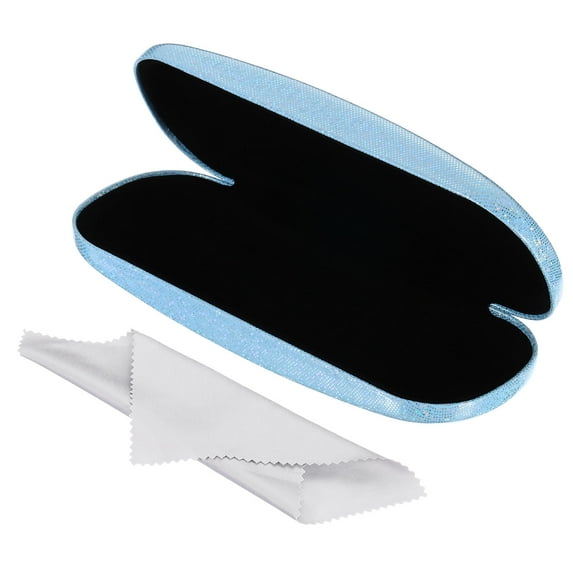 Glasses Case, PU Leather Hard Shell Portable Protective Concise Unisex Eyeglass Holder Protector Sparkle, Blue