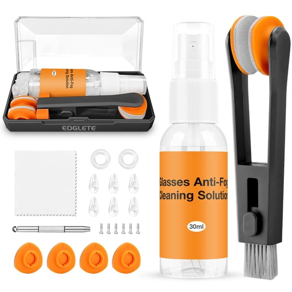 Glasses Cleaner Kit Eyeglass Cleaner, Anti Fog Spray with Microfiber Lens Cleaning Cloth, Glasses Repair Tool with Screws, Portable Travel Eyeglasses Cleaning Kit with Case C67
