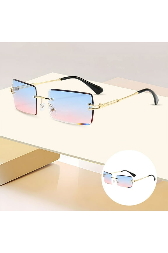 Glasses Cycling Eyewear Rimless Rectangle Unisex for Outdoor Activities with Metal Frame and PC Lightweight Fashion Eyewear for Men and Women
