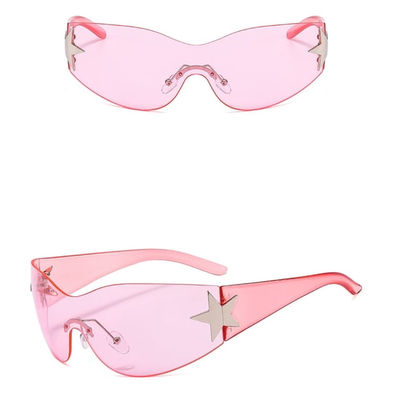 Glasses Fashion Men Women Star Wrap Around Sunglasses Cycling Rimless Futuristic Sunglasses