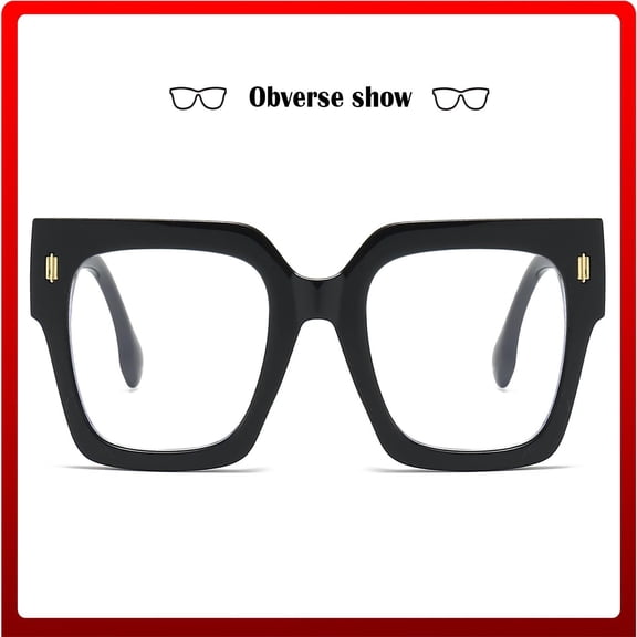 Glasses Fashion Oversized Blue Light Blocking Frames for Digital Screens Women Men Large Square Eyeglasses for Computer Work