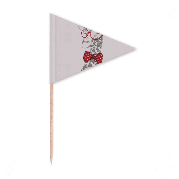 Glasses Giraffe Handsome Art Deco Fashion Toothpick Triangle Cupcake Toppers Flag