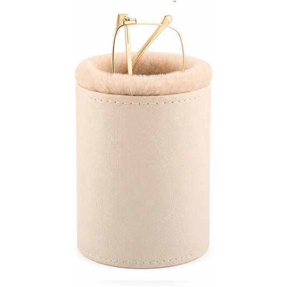 Glasses Holder for Nightstand, Plush Lined Eyeglass Case Stand with Protective Leather Exterior